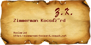 Zimmerman Kocsárd névjegykártya